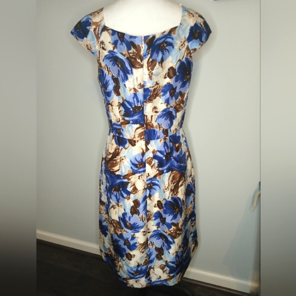 Banana Republic Cap Sleeve 100% Silk Floral Dress - Picture 2 of 3